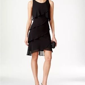 NWT SLNY Fashions size 4 Tiered Chiffon Black Dress